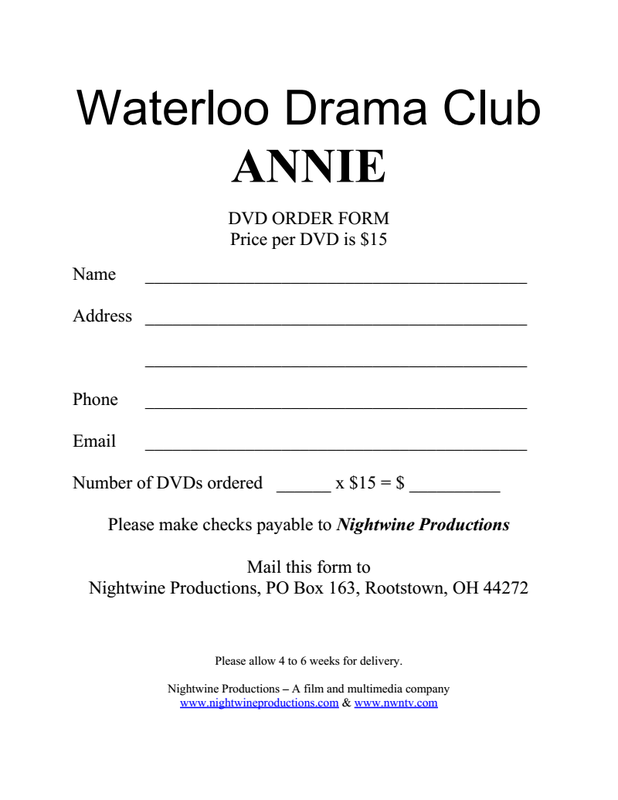 DVD Order Form Waterloo Drama Team